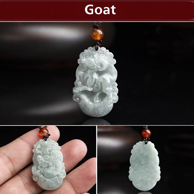 Karma Stone Natural Jade 12 Chinese Zodiac Sucess Pendant Necklace