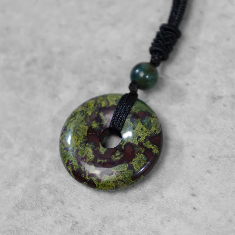 Karma Stone Lucky Coin Pendant Healing Crystal Gemstone Necklace