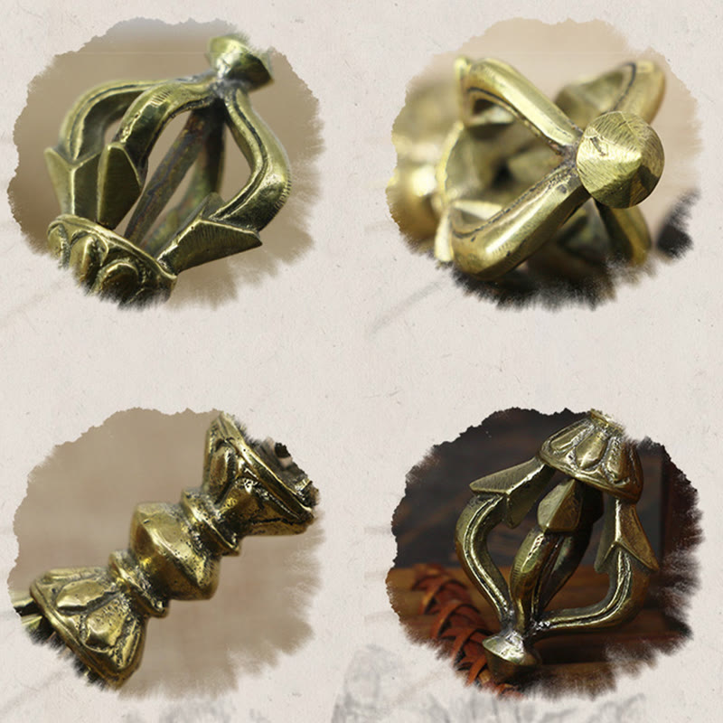 Karma Stone Handcrafted Nepal Small Five Prong Vajra Dorje Strength Copper Decoration