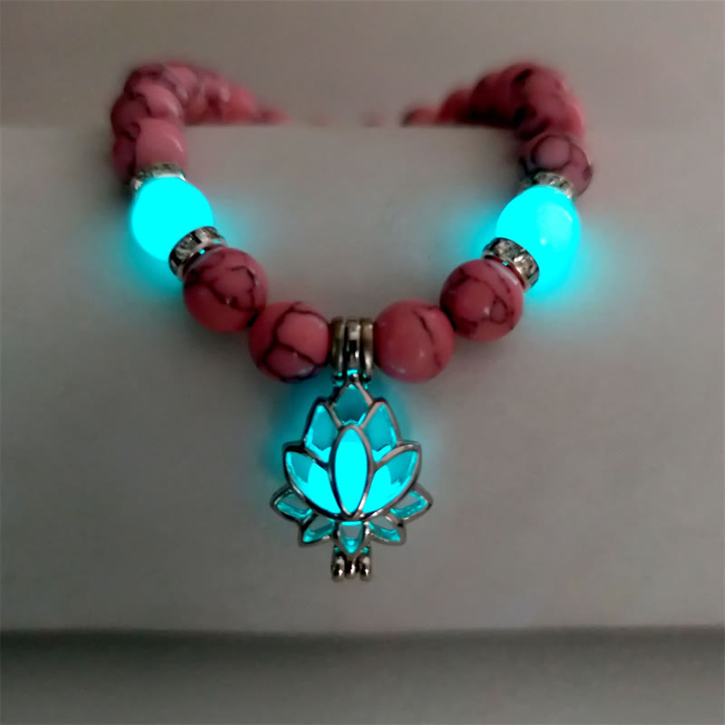 Karma Stone Tibetan Turquoise Glowstone Luminous Bead Lotus Protection Bracelet