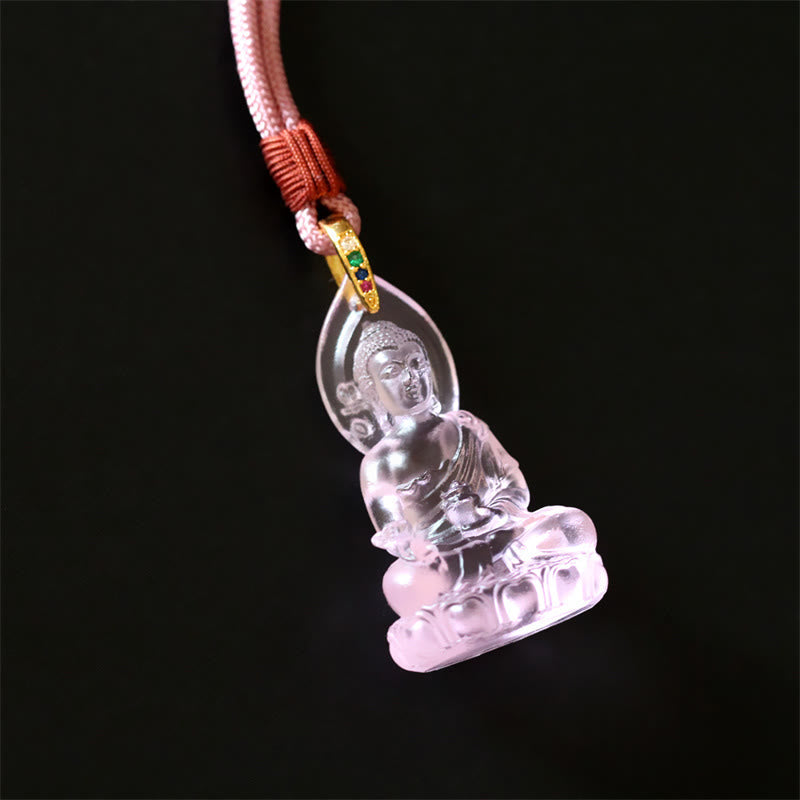 Karma Stone Blue Tathagata Buddha Medicine Buddha Liuli Crystal Serenity Amulet Necklace Pendant
