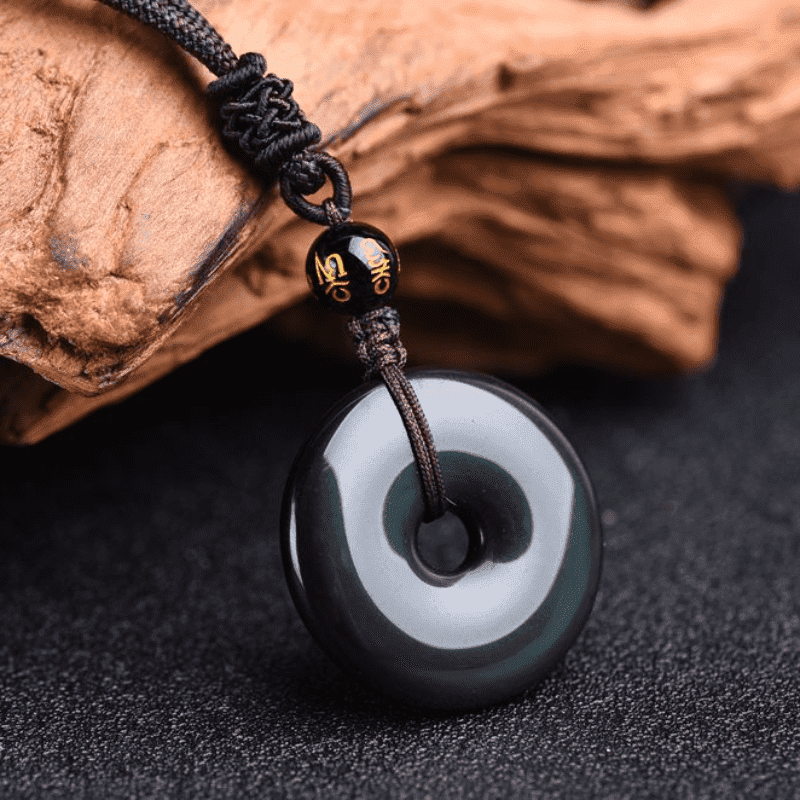 Karma Stone Tibetan Obsidian Protection Necklace