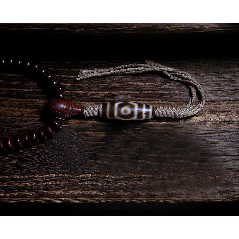 Karma Stone Natural Tibet 108 Mala Beads Purple Bodhi Seed Three-eyed Dzi Bead Copper Dorje Harmony Bracelet