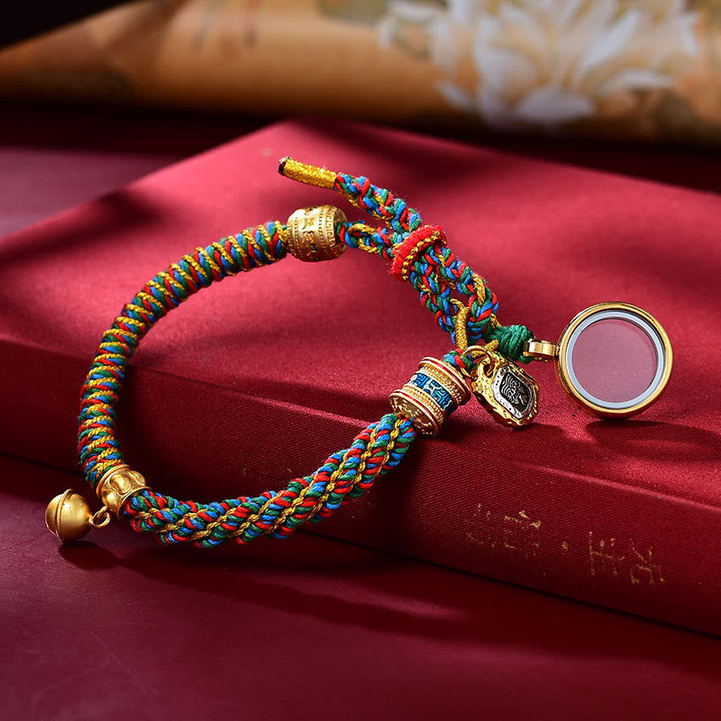 Karma Stone Tibetan Om Mani Padme Hum Carved Zakiram Goddess of Wealth Charm Amulet Bracelet