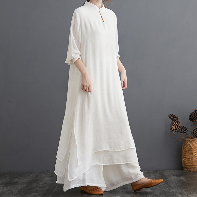 Karma Stone Simple Pattern Meditation Prayer Spiritual Zen Practice Yoga Clothing Women's Set