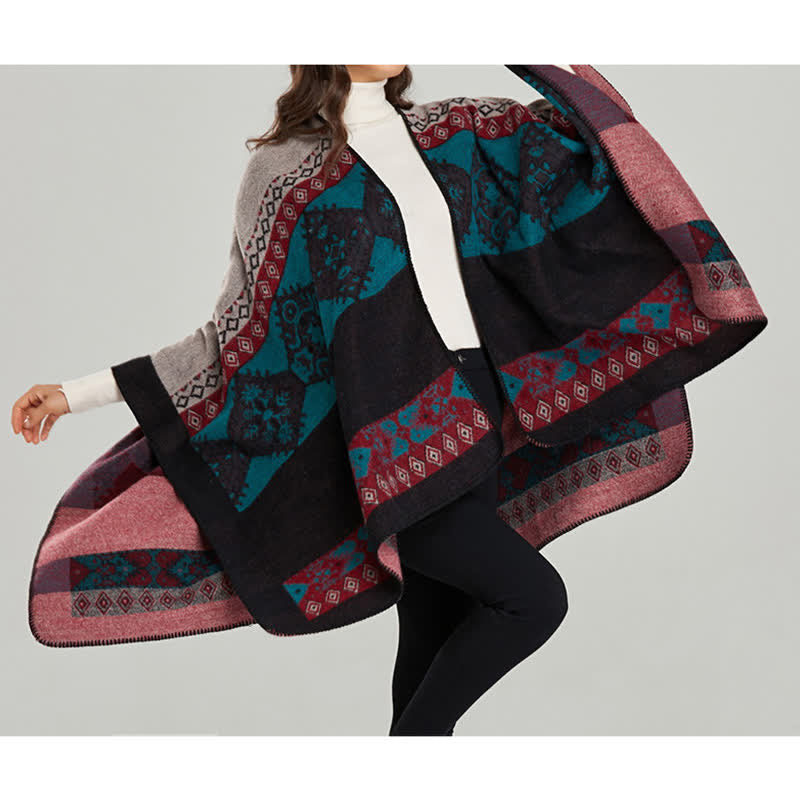 Karma Stone Tibetan Shawl Diamond Pattern Winter Warm Cloak Scarf