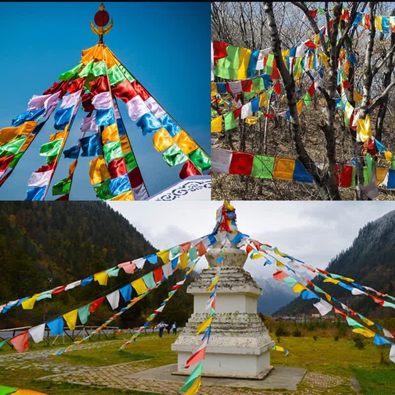 Karma Stone Tibetan 5 Colors Windhorse Buddha Tara Scriptures Healing Auspicious Outdoor Prayer Flag