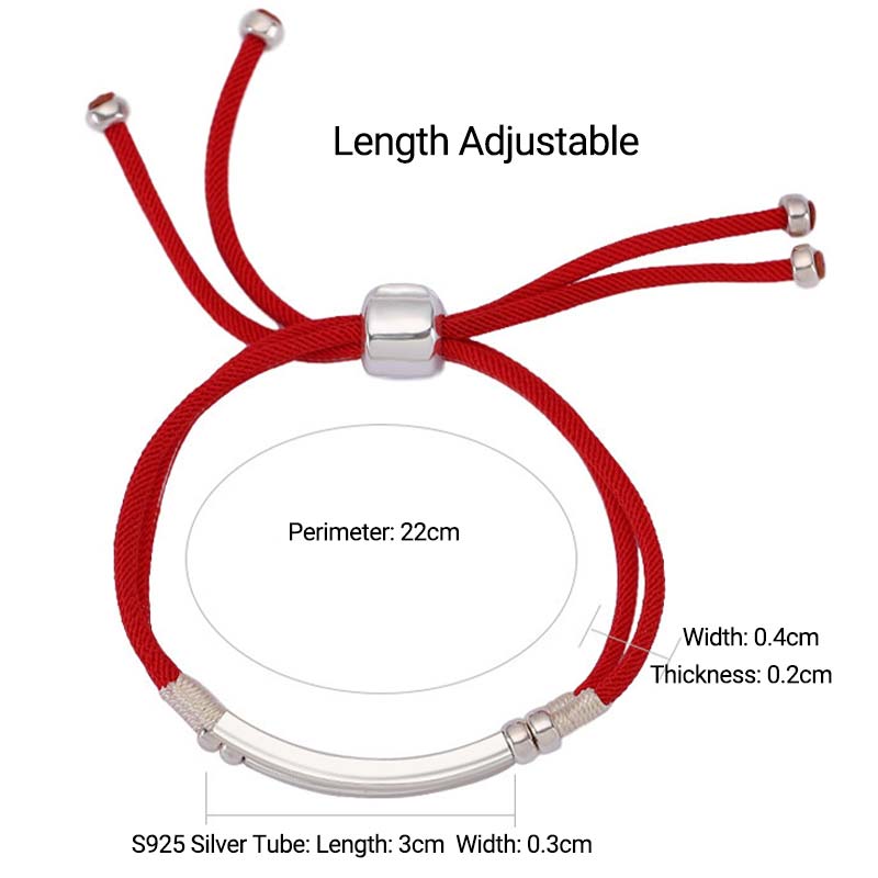 Karma Stone 925 Sterling Silver Red String Layered Braid Bracelet