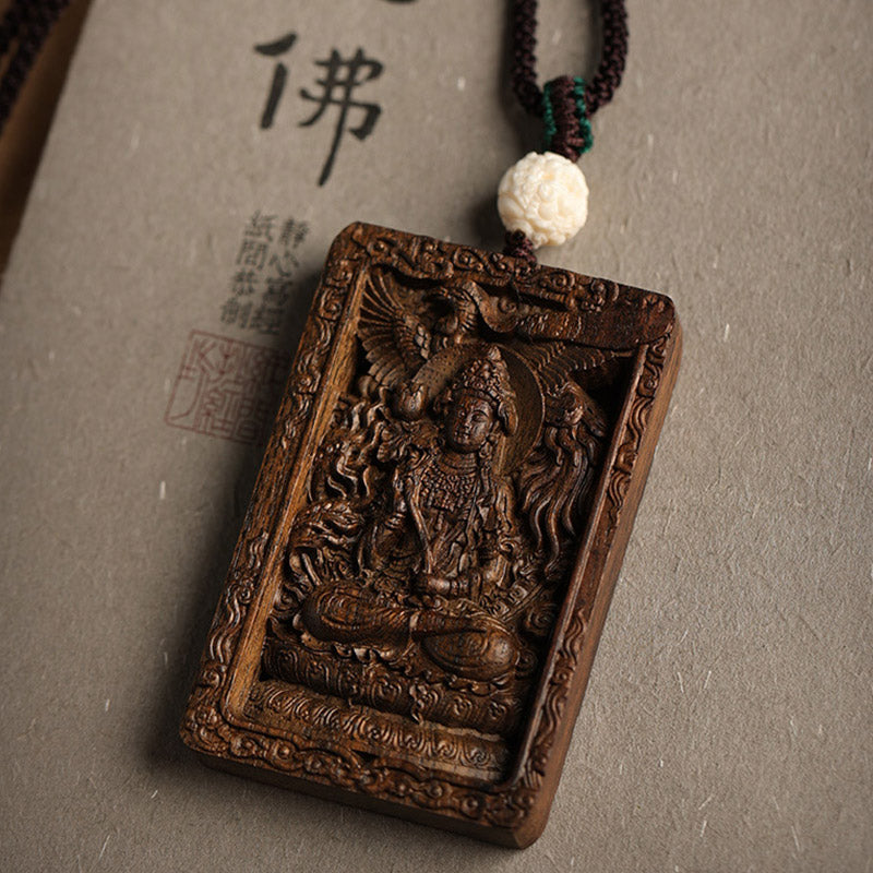 Karma Stone Chinese Zodiac Natal Buddha Brunei Agarwood PiXiu Dragon Peace Necklace Pendant