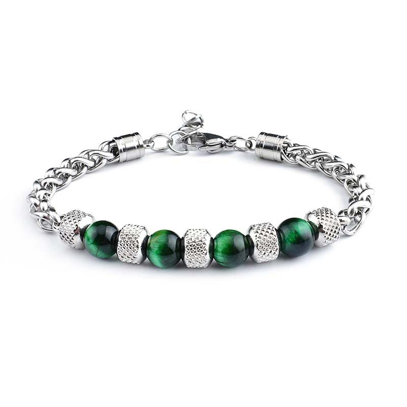 Karma Stone Black Onyx Tiger Eye Bead Courage Bracelet
