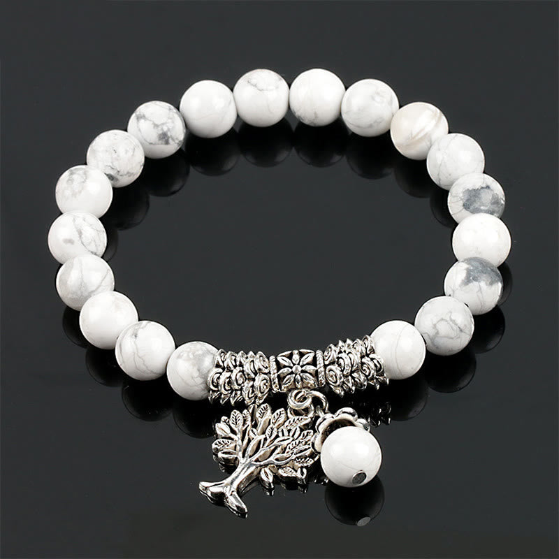 Karma Stone Natural Gemstone Tree of Life Lucky Charm Stretch Bracelet