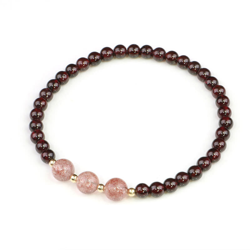 Karma Stone Natural Garnet Strawberry Quartz Calm Bracelet