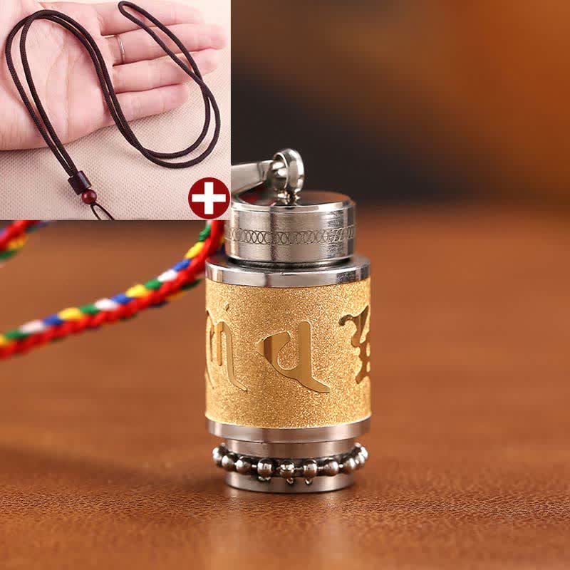 Karma Stone Tibet Om Mani Padme Hum Shurangama Mantra Titanium Steel Wisdom Amulet Necklace Pendant