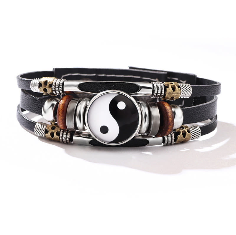 Karma Stone Yin Yang Leather Balance Bracelet