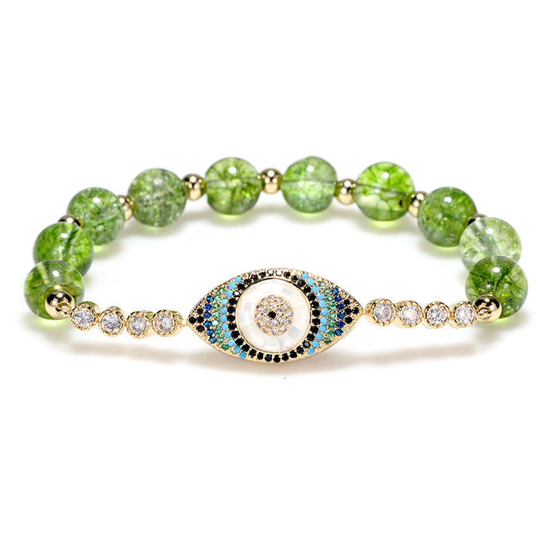 Karma Stone Natural Peridot Evil Eye Abundance Bracelet
