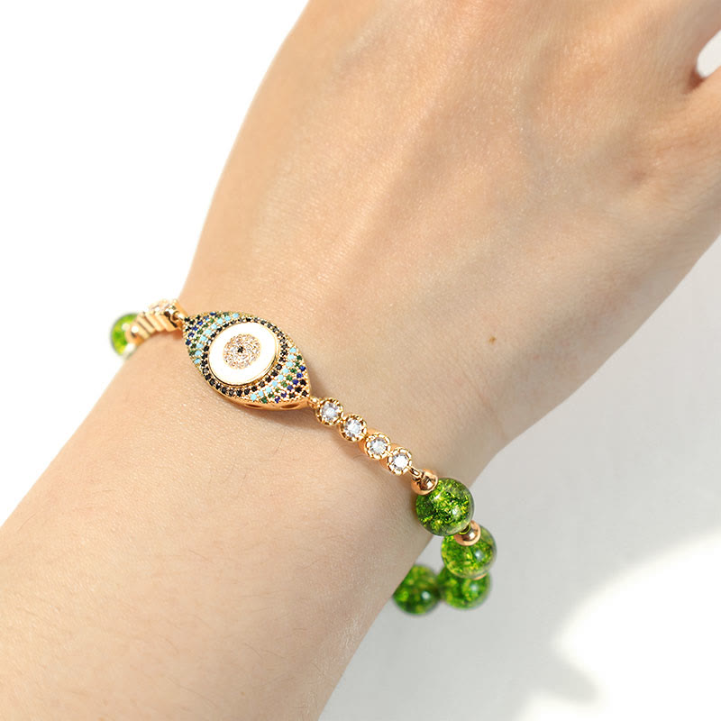 Karma Stone Natural Peridot Evil Eye Abundance Bracelet
