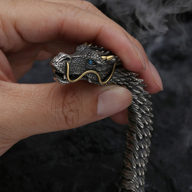 Karma Stone Nordic Dragon Handmade Amulet Luck Protection Chain Bracelet