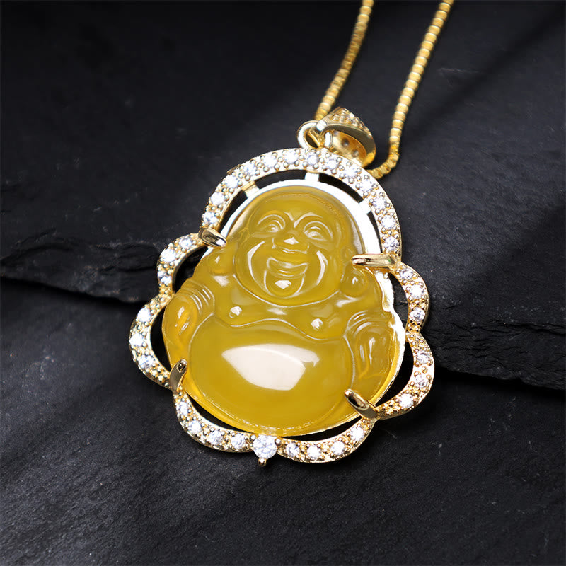 Karma Stone Good Luck Laughing Buddha Necklace