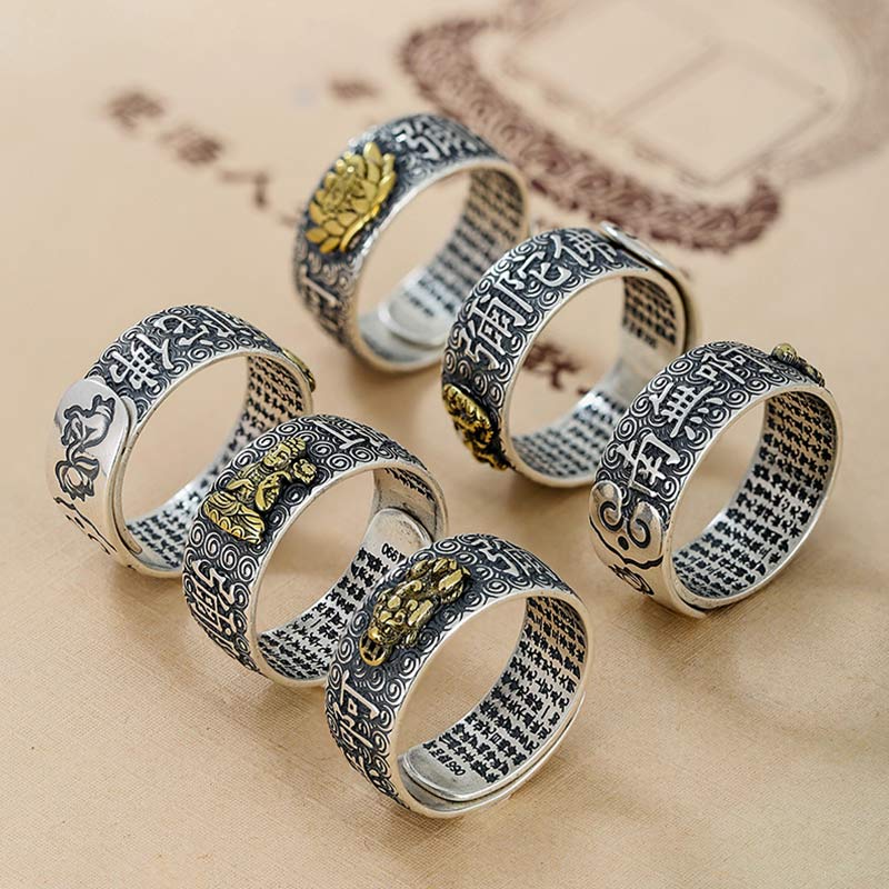 Karma Stone Chinese Zodiac Natal Buddha Wealth Luck Adjustable Ring