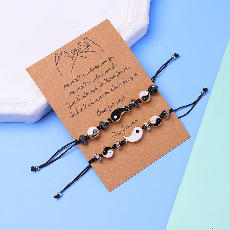 Karma Stone 2pcs Yin Yang Hematite Couple Bracelet