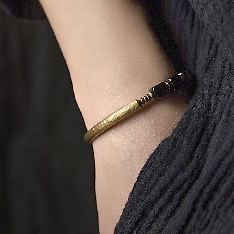 Karma Stone Black Obsidian Crystal Copper Strength Couple Bracelet
