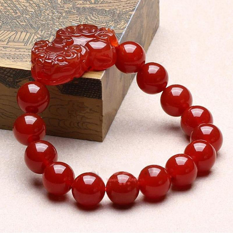 Karma Stone Red Agate Lucky Pixiu Wealth Luck Bracelet
