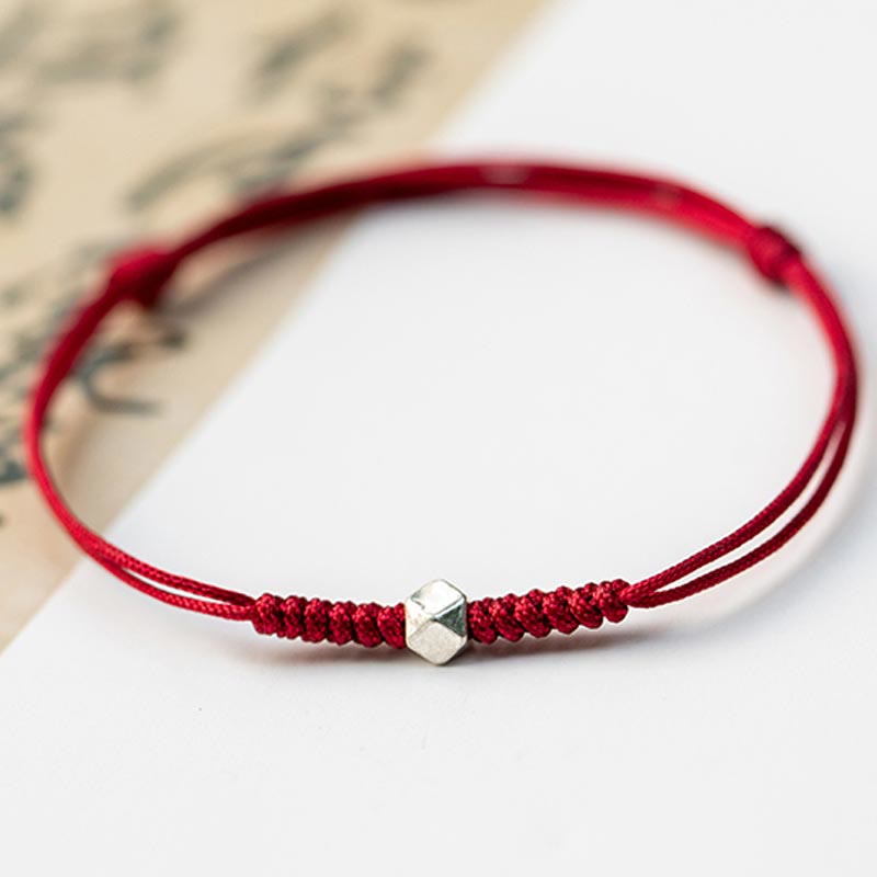 Karma Stone 925 Sterling Silver Luck Bead Protection Red String Braided Bracelet