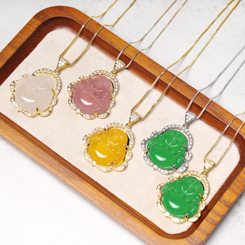 Karma Stone Good Luck Laughing Buddha Necklace