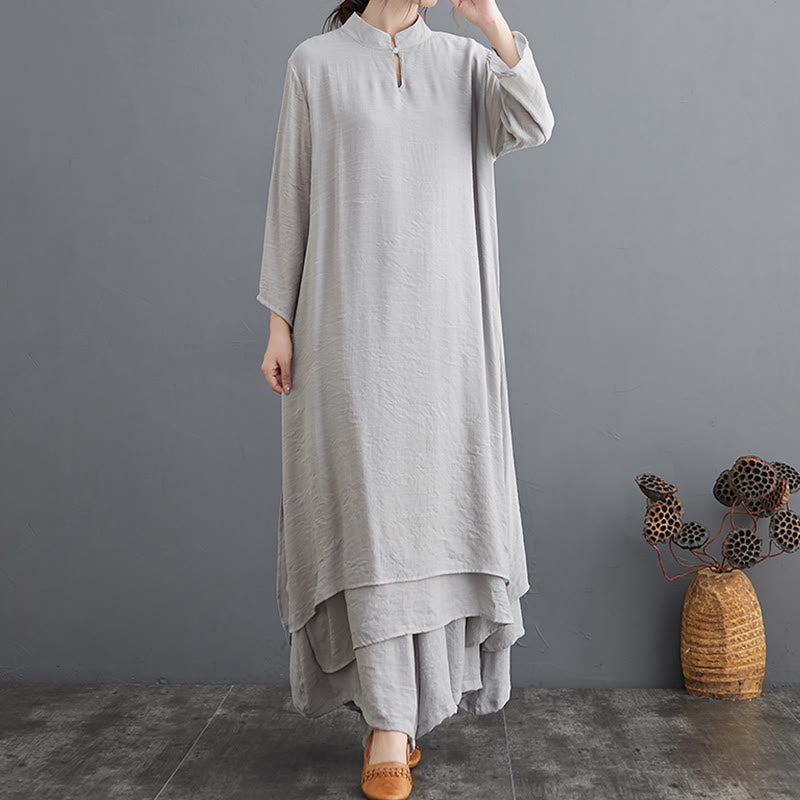 Karma Stone Simple Pattern Meditation Prayer Spiritual Zen Practice Yoga Clothing Women's Set