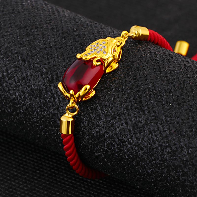 Karma Stone Wealth Attractor Red Agate Pixiu Red String Bracelet