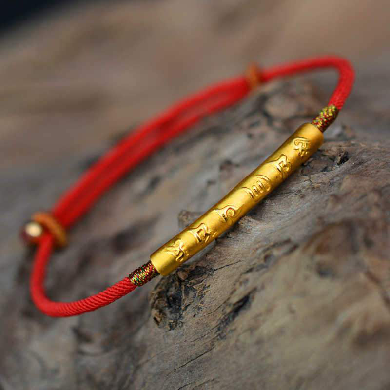 Karma Stone Tibetan Buddhist Handmade Mani Mantra Lucky Red String Bracelet