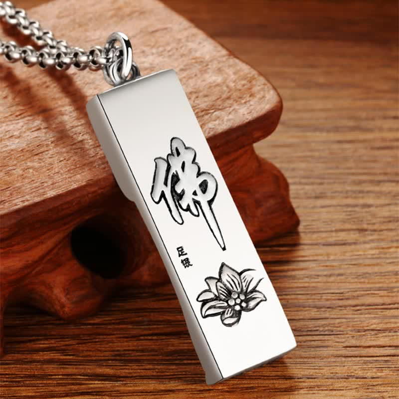 Karma Stone Tathagata Buddha Strength Protection Amulet Lucky Pendant Necklace
