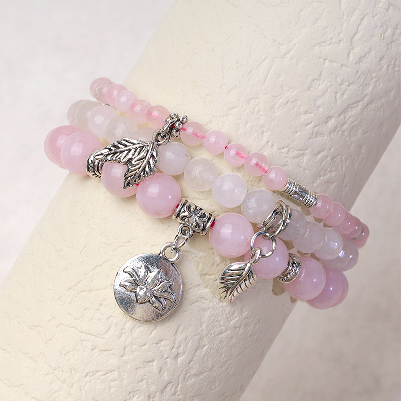 Karma Stone 3PCS Natural Quartz Crystal Beaded Healing Energy Lotus Bracelet