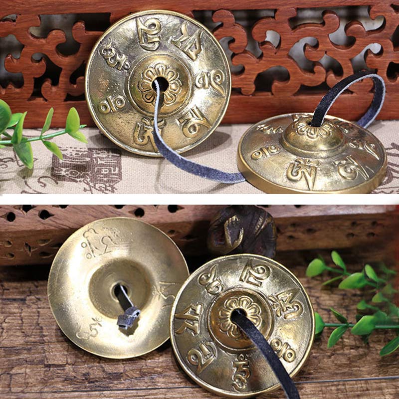 Karma Stone Tibetan Tingsha Bell Six True Words Dragon Copper Balance Decoration With Bag