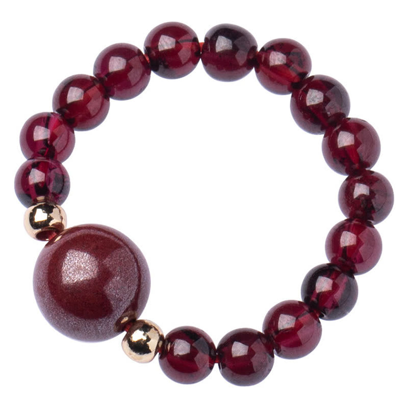 Karma Stone Garnet Cinnabar Lucky Bead PiXiu Om Mani Padme Hum Rose Protection Ring