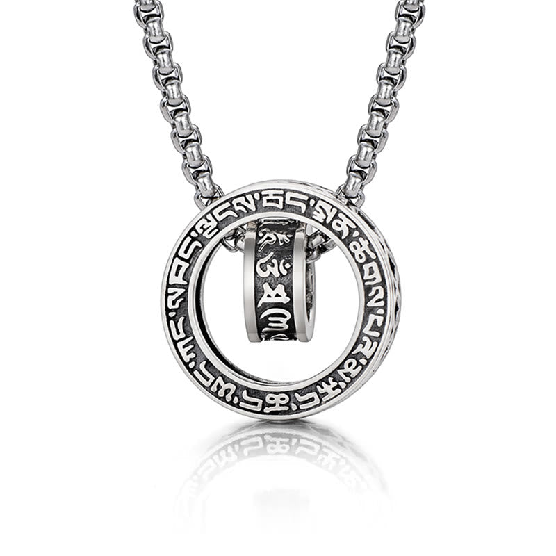 Karma Stone Tibetan Om Mani Padme Hum Carved Peace Purity Chain Necklace Pendant