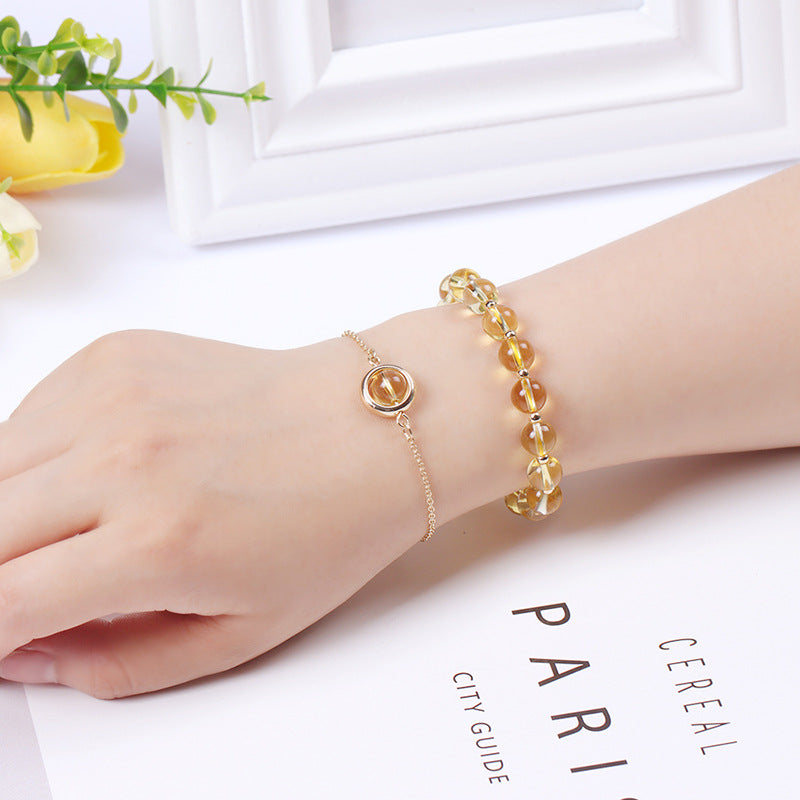 Karma Stone Sun Stone Strawberry Quartz Crystal Positive Bracelet
