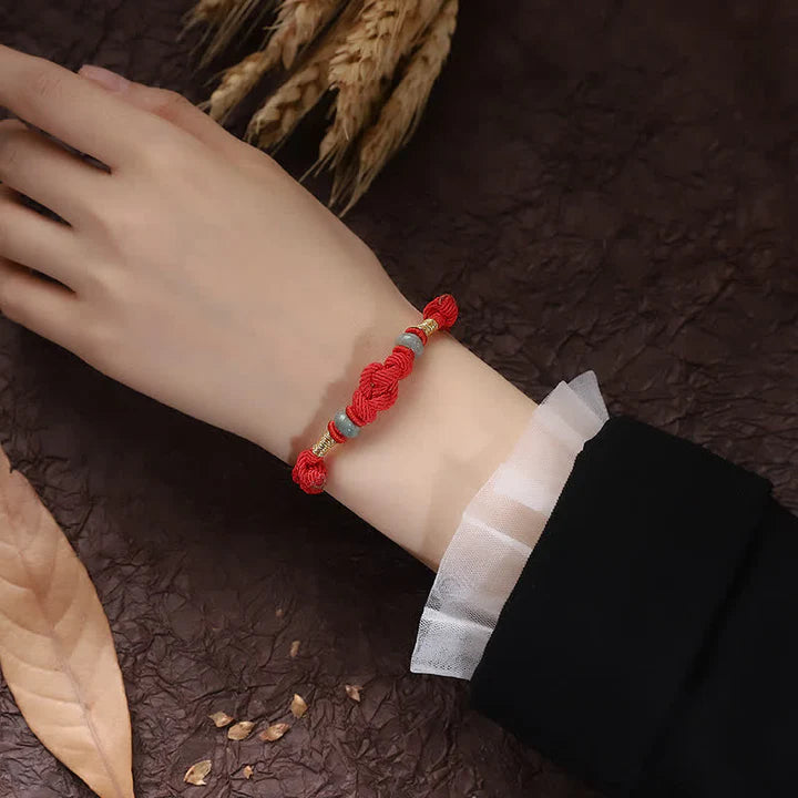 Karma Stone Red String Jade Luck Fortune Knot Braided Couple Bracelet