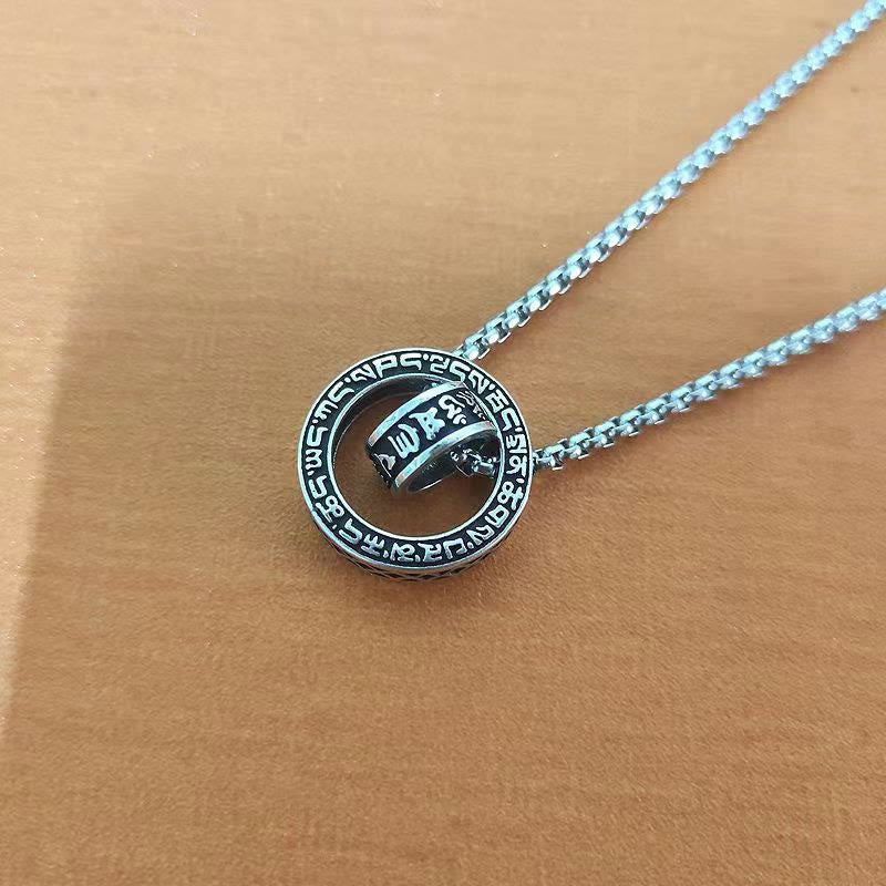 Karma Stone Tibetan Om Mani Padme Hum Carved Peace Purity Chain Necklace Pendant