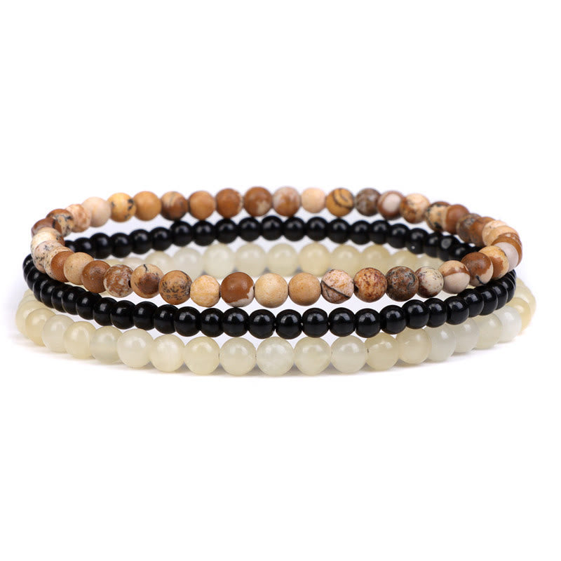 Karma Stone 3Pcs Natural Crystal Stone Inner Peace Spiritual Bracelet