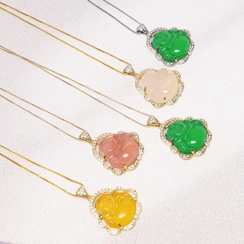 Karma Stone Good Luck Laughing Buddha Necklace