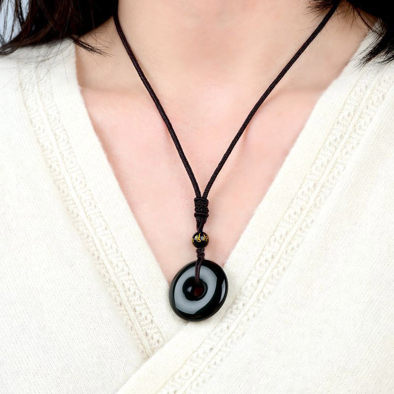 Karma Stone Tibetan Obsidian Protection Necklace
