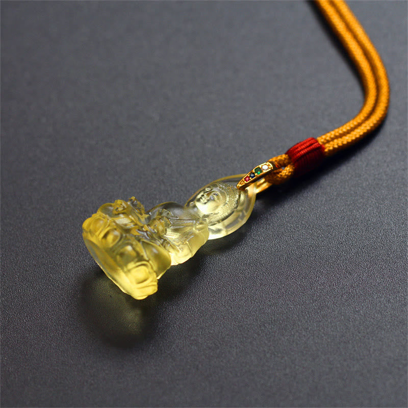 Karma Stone Blue Tathagata Buddha Medicine Buddha Liuli Crystal Serenity Amulet Necklace Pendant