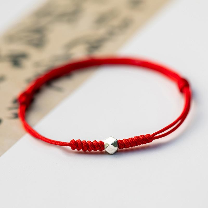 Karma Stone 925 Sterling Silver Luck Bead Protection Red String Braided Bracelet