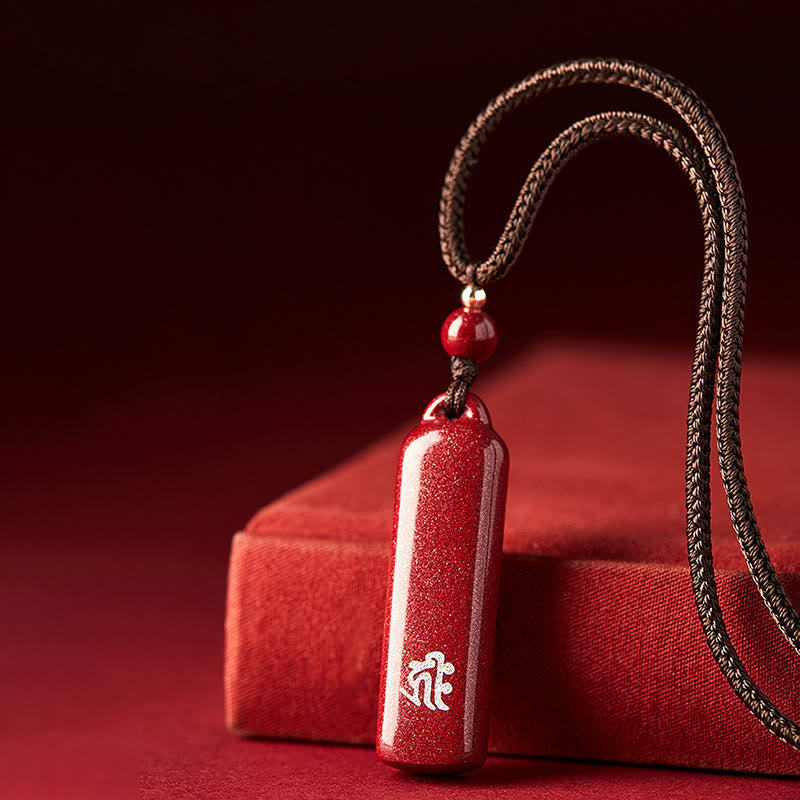 Karma Stone Chinese Zodiac Natal Buddha Cinnabar Amulet Protection String Necklace Pendant