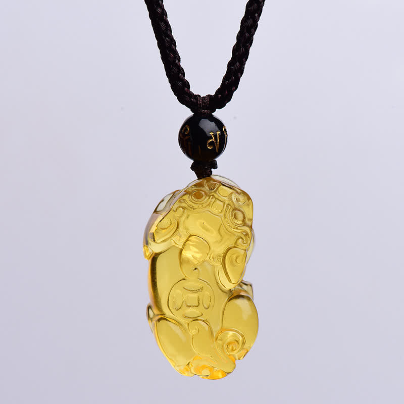 Karma Stone FengShui Citrine PiXiu Wealth Necklace Pendant