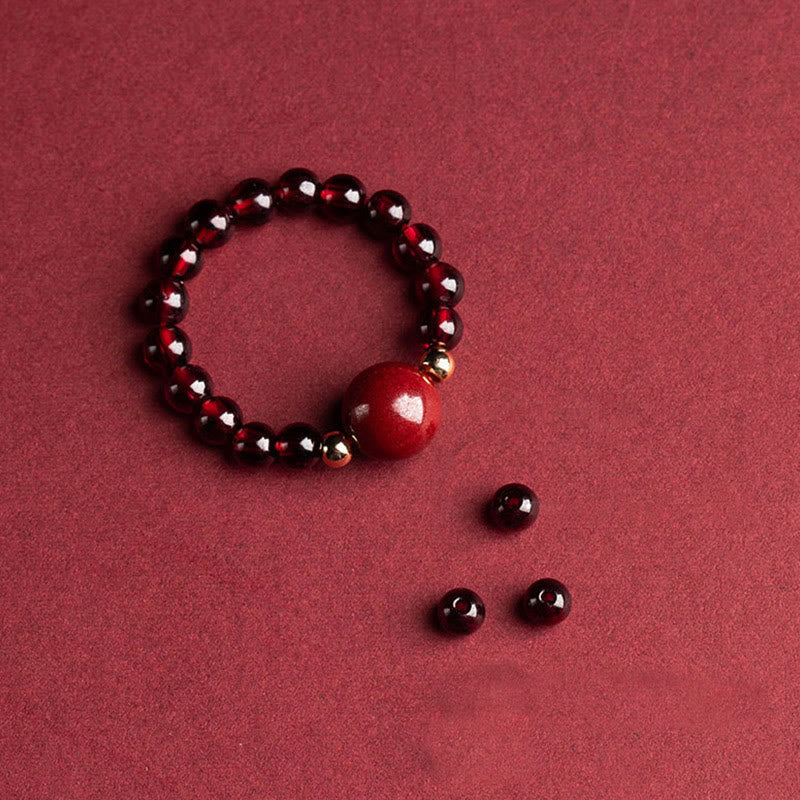 Karma Stone Garnet Cinnabar Lucky Bead PiXiu Om Mani Padme Hum Rose Protection Ring