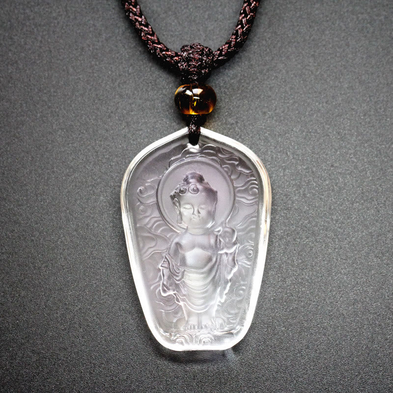 Karma Stone Tibetan Buddha Liuli Crystal Serenity Necklace Pendant