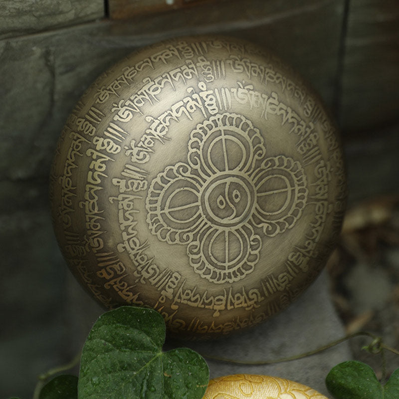 Karma Stone Tibetan Sound Bowl Handcrafted for Focus and Meditation Peaceful Happiness Singing Bowl Set