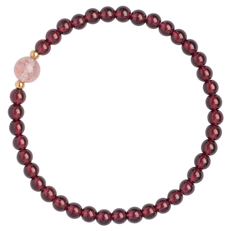 Karma Stone Natural Garnet Strawberry Quartz Calm Bracelet